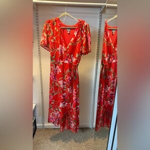 Rabbit Rabbit Rabbit Red Floral High-Low Wrap Dress